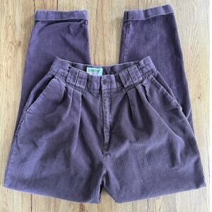 Vtg Essentials Sport Lavender High-Waisted Corduroy Pants Size 10